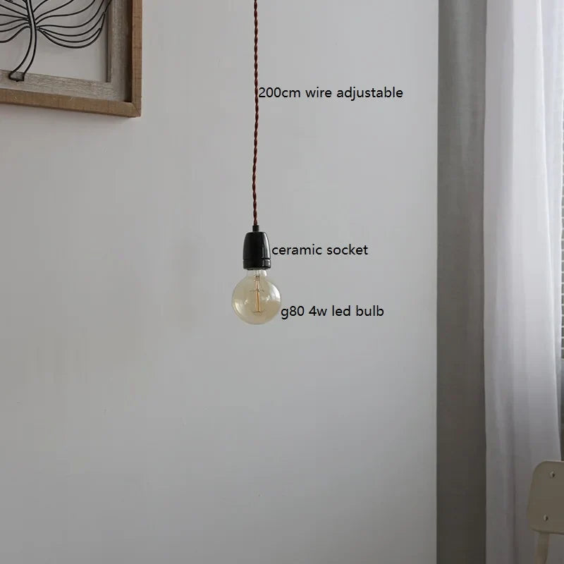 Single Head Ceramic LED Pendant Lamp Beside Industrial Loft Vintage Style Hanging Light Japanese Hanglamp Lamparas Edison