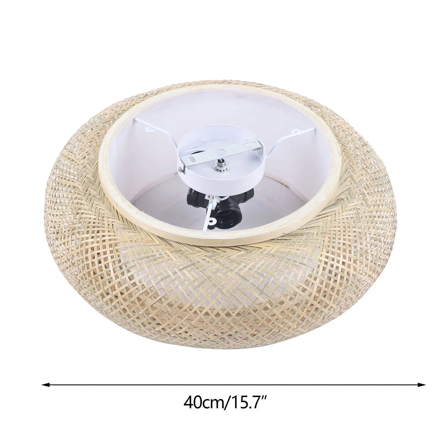 40CM Bamboo Wicker Rattan Ceiling Light Fixture - Asian Art Flush Mount Pendant Lamp