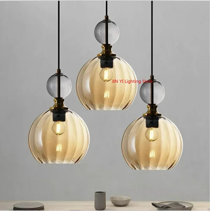 Nordic Colored Glass Chandelier Postmodern Creative Designer Restaurant Bar Counter Bedroom Bedside Lamp Excluding Light Bulbs