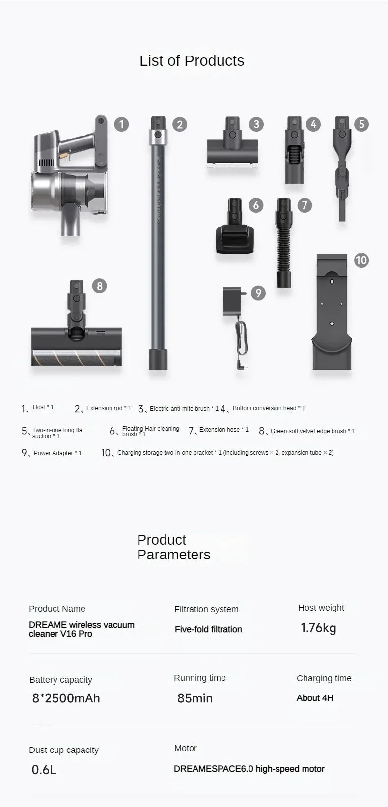Dreame V16Pro Cordless Vacuum Cleaner Household Large Suction Green Light Dust Handheld Mite Removal Small Home Appliances