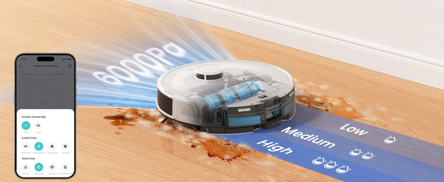 Lefant M2Pro Robot Vacuum with Mop,Self-Emptying, 6000Pa , DTOF Laser Navigation, PSD Obstacle Avoidance, Wi-fi/Alexa Control