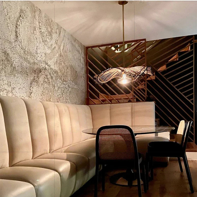 Japanese Bamboo Woven Pendant Lamp - Artistic Rattan Lighting Fixture for Restaurants, Bedrooms, and Retro Decor