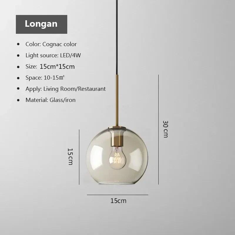 Nordic Glass LED Pendant Light - Versatile Single/Multi Head Chandelier for Home Decor