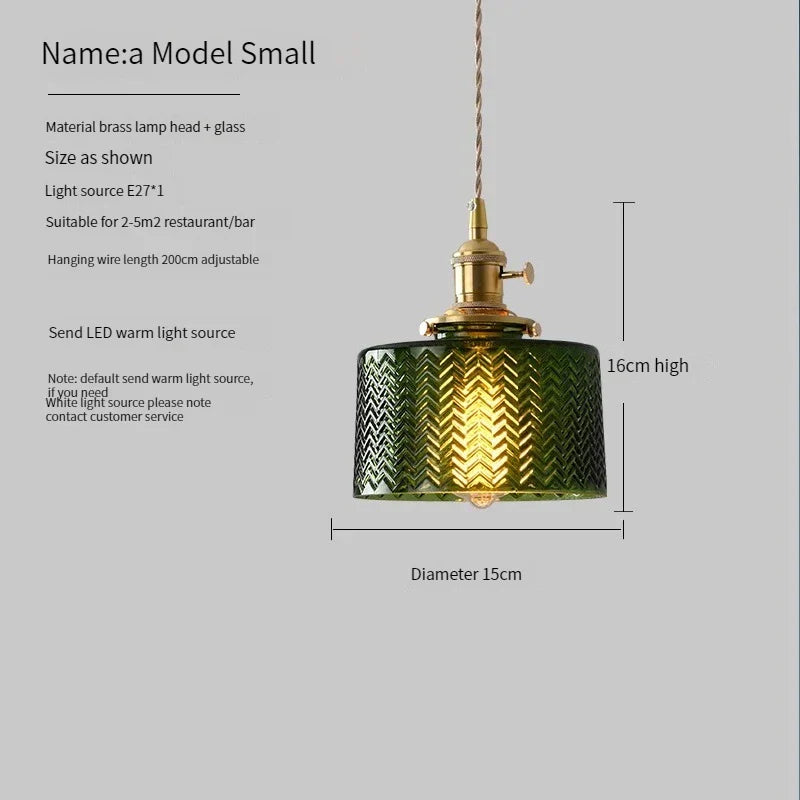 Vintage Brass Green Glass Pendant Light - Illuminate Your Dining Room, Bar, or Bedroom with Scandinavian Elegance
