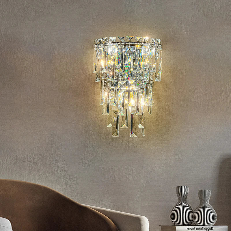 Elena's Multi-Layer Crystal Pendant Wall Lamp - High-Quality Elegance for Your Living Spaces