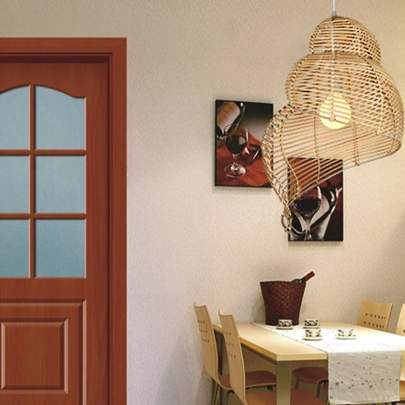 Rattan Tea House Pendant Light - Vintage Elegance for Your Dining, Kitchen, or Restaurant Space