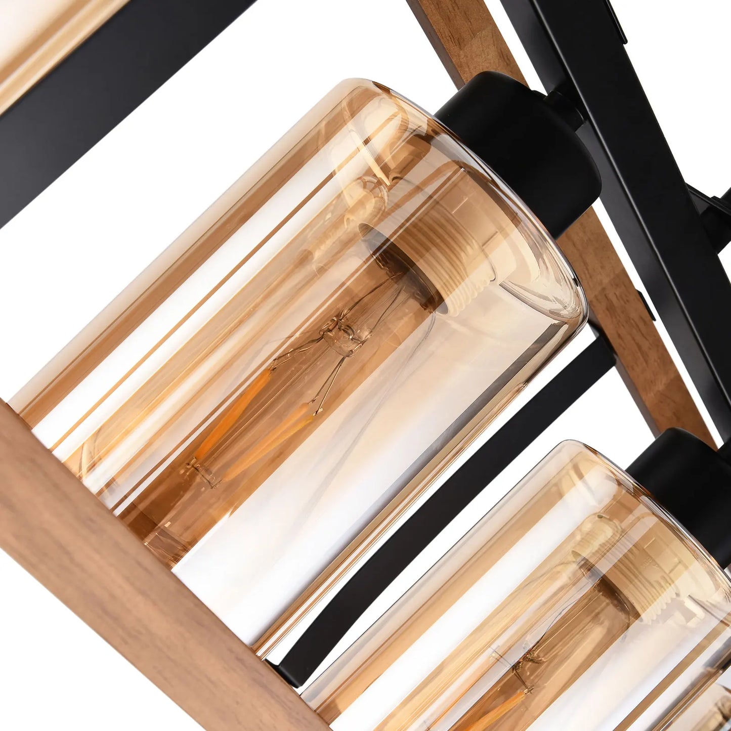 5-Light Farmhouse Chandeliers for Dining Room & Kitchen Island - Rectangle K9 Crystal Light Fixtures with Industrial Style