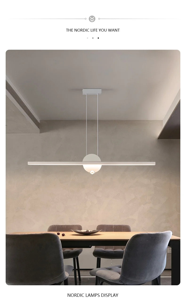 Minimalist Linear Pendant Lights LED Modern Chandelier Dining Room Island Light Restaurant Cafe Bar Office Hanging Lamps Black