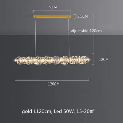 Sophisticated Crystal LED Pendant Lights - Dimmable, Ideal for Living and Dining Rooms - Luxurious Ring Design