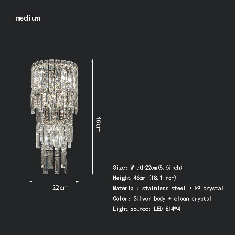 Elena's Multi-Layer Crystal Pendant Wall Lamp - High-Quality Elegance for Your Living Spaces