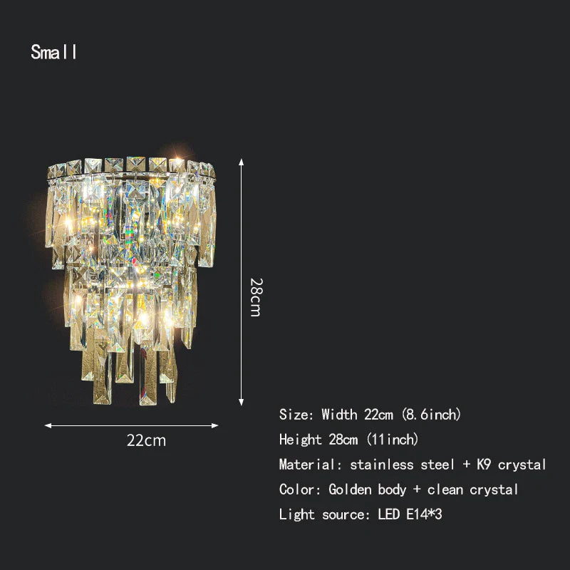Elena's Multi-Layer Crystal Pendant Wall Lamp - High-Quality Elegance for Your Living Spaces