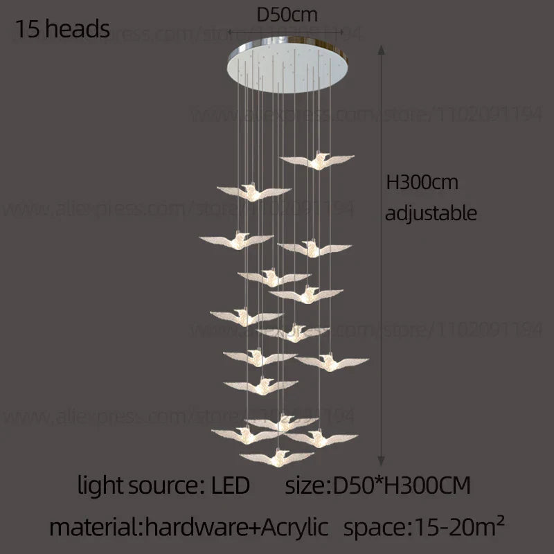 Contemporary LED Bird-Shaped Pendant Lamp - Stylish Illumination for Your Living Space