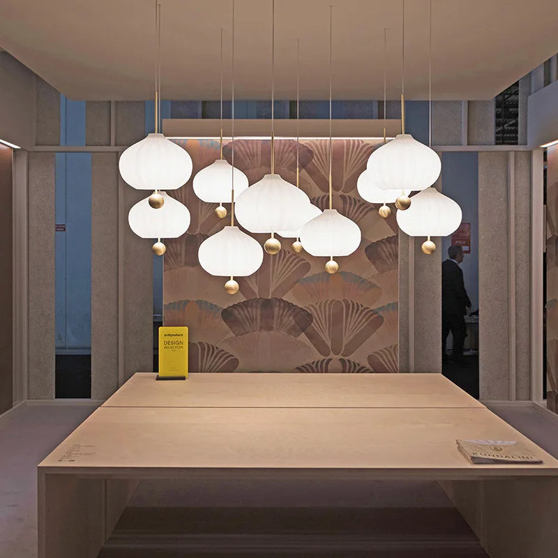 Glass Pumpkin Ceiling Chandeliers - Nordic Elegance for Stairs and Ceilings with LED Illumination