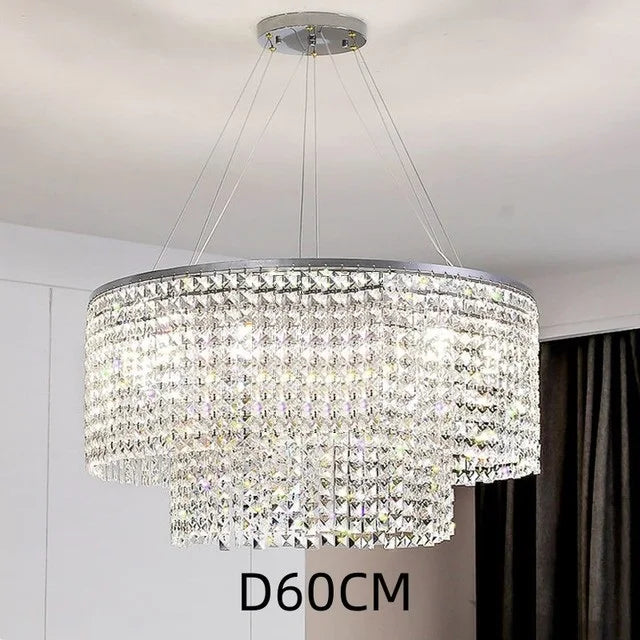 Contemporary Crystal LED Chandelier - Luxury Rectangular K9 Pendant Lamp with Personality for Dining Spaces