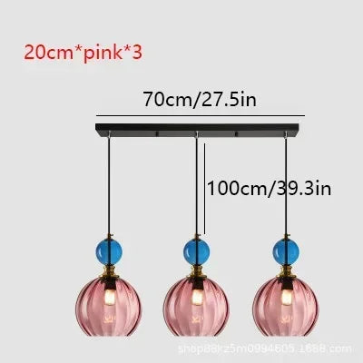 Nordic Colored Glass Chandelier Postmodern Creative Designer Restaurant Bar Counter Bedroom Bedside Lamp Excluding Light Bulbs