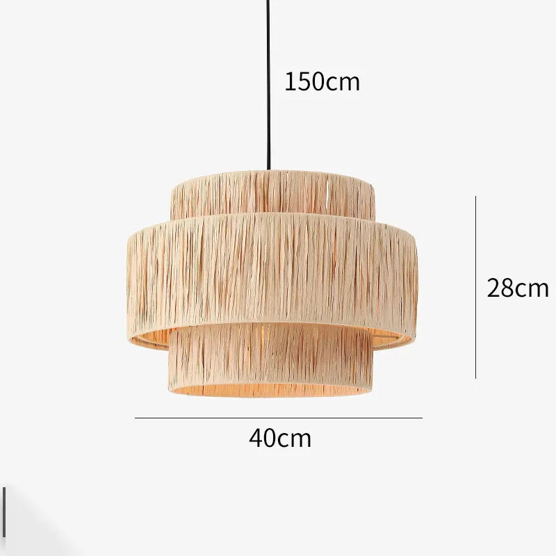 Artful Hand-Knitted Rattan Pendant Lamp - Elegant Lighting for Living Rooms and Bedrooms