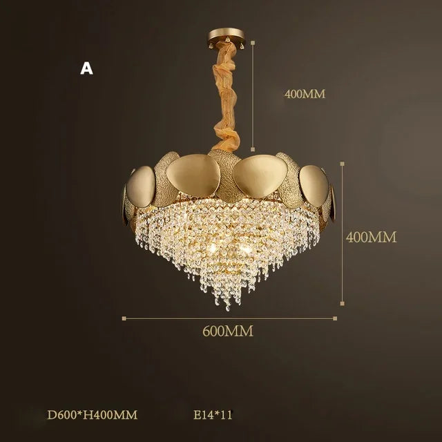 LED Tassels Crystal Chandelier - Modern Stainless Steel Gold Long/Round Pendant Light