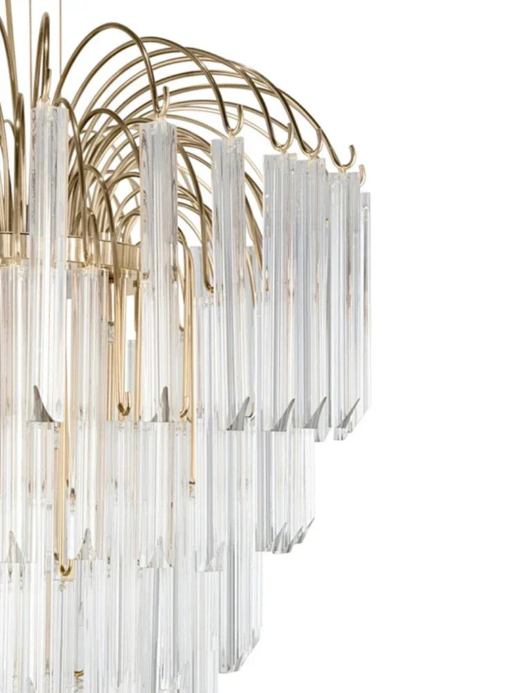 Gianna Italian Crystal Glass Pendant Chandelier – Classic Hanging Light for Staircase & High Ceilings