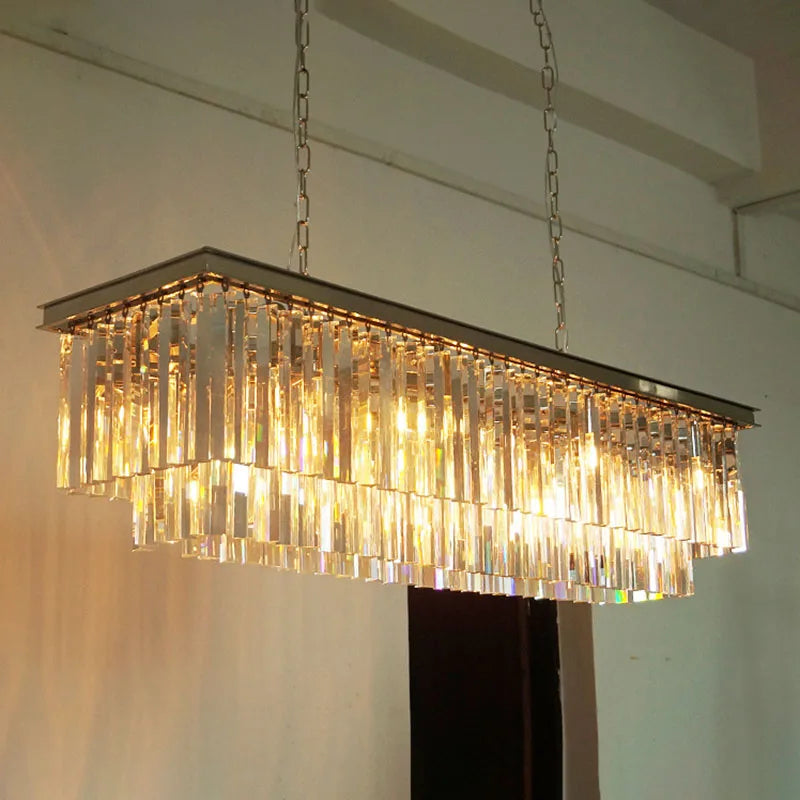 Timeless American Classic Crystal LED Chandeliers - Illuminate and Elevate Your Space with High-Quality Rectangular Lighting for Foyers, Living Rooms, and Dining Rooms
