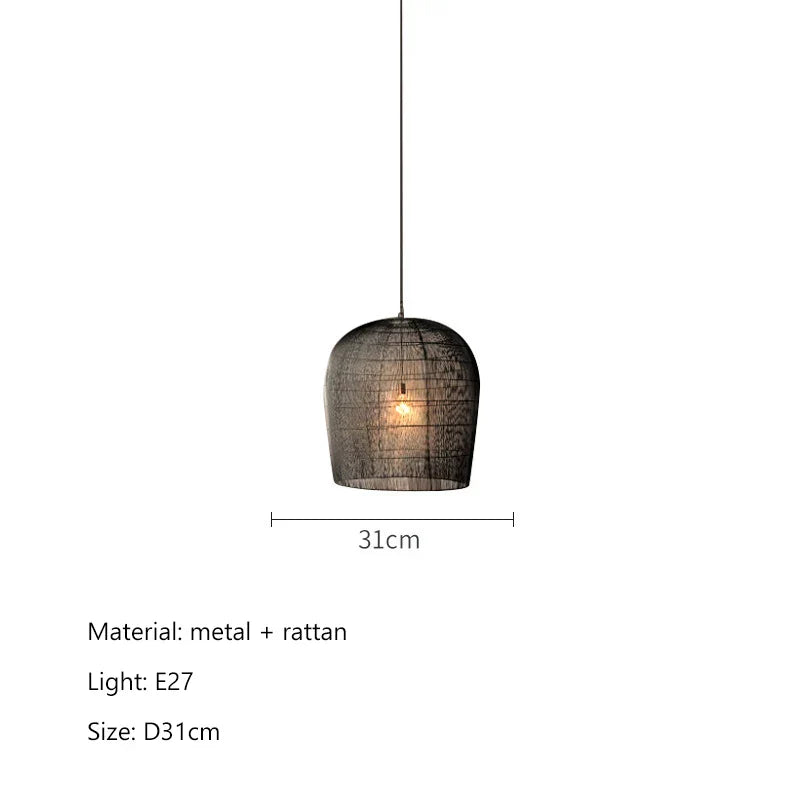 Japanese Wabi-Sabi Wind Handmade Rattan LED Pendant Lights - Illuminate Your Dining Room, Bar, Bedroom, and More with Rustic Elegance