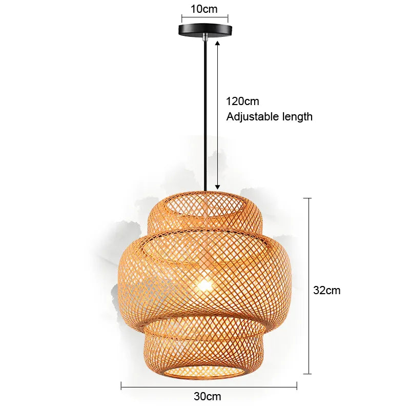 Bamboo Artistry Hand-Woven Pendant Lights - Exquisite Rattan Wicker Chandelier for Your Home