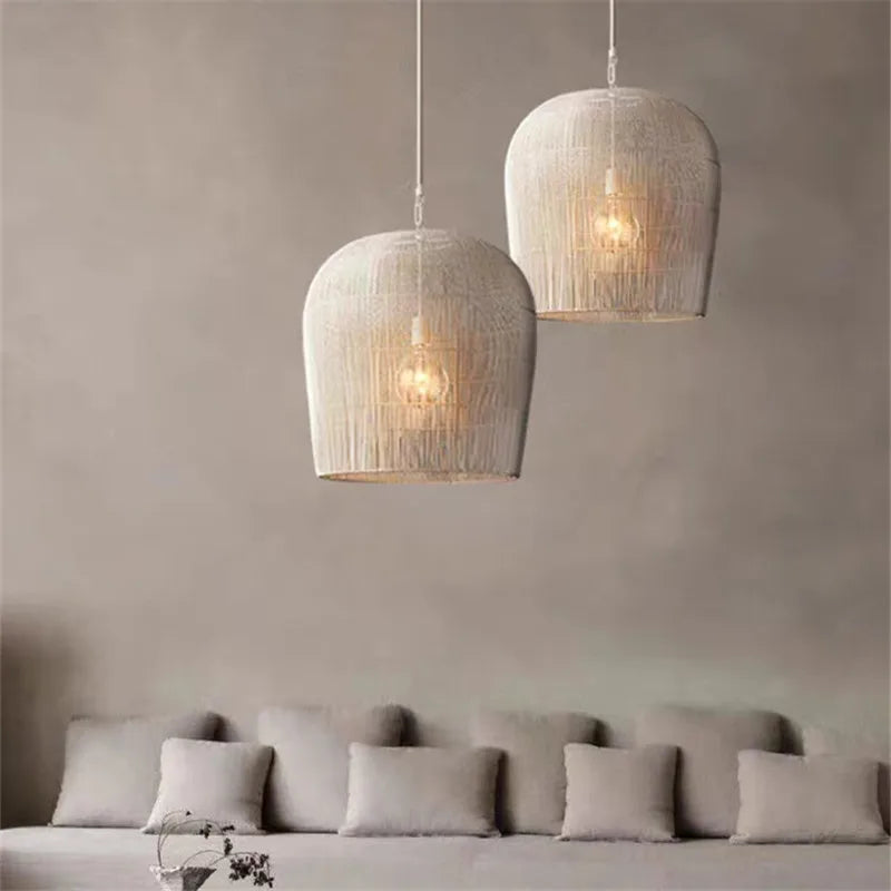 Wabi Sabi Rattan Pendant Light - Handcrafted Elegance for Your Dining Room, Bedroom, or Bar Area