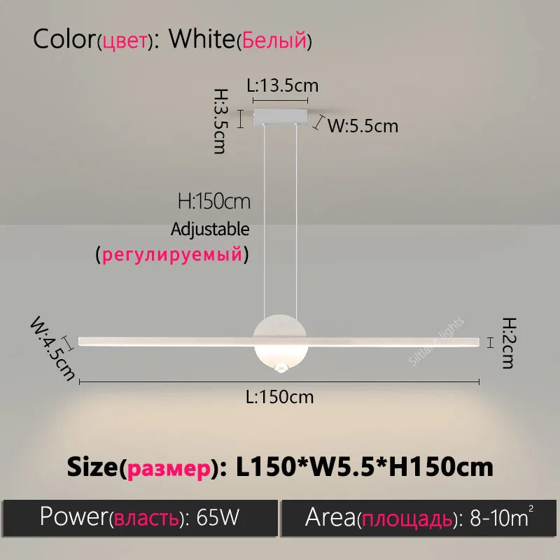 Minimalist Linear Pendant Lights LED Modern Chandelier Dining Room Island Light Restaurant Cafe Bar Office Hanging Lamps Black