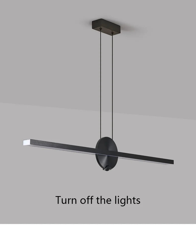 Minimalist Linear Pendant Lights LED Modern Chandelier Dining Room Island Light Restaurant Cafe Bar Office Hanging Lamps Black
