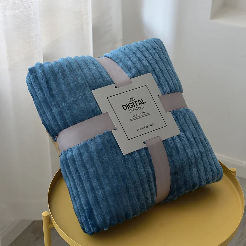 VividTwill 1pc Fluffy Coral Velvet Blanket Air-Conditioned Flannel Plush Comfortable Thickened Warm Soft Throw Blanket Bed Cover