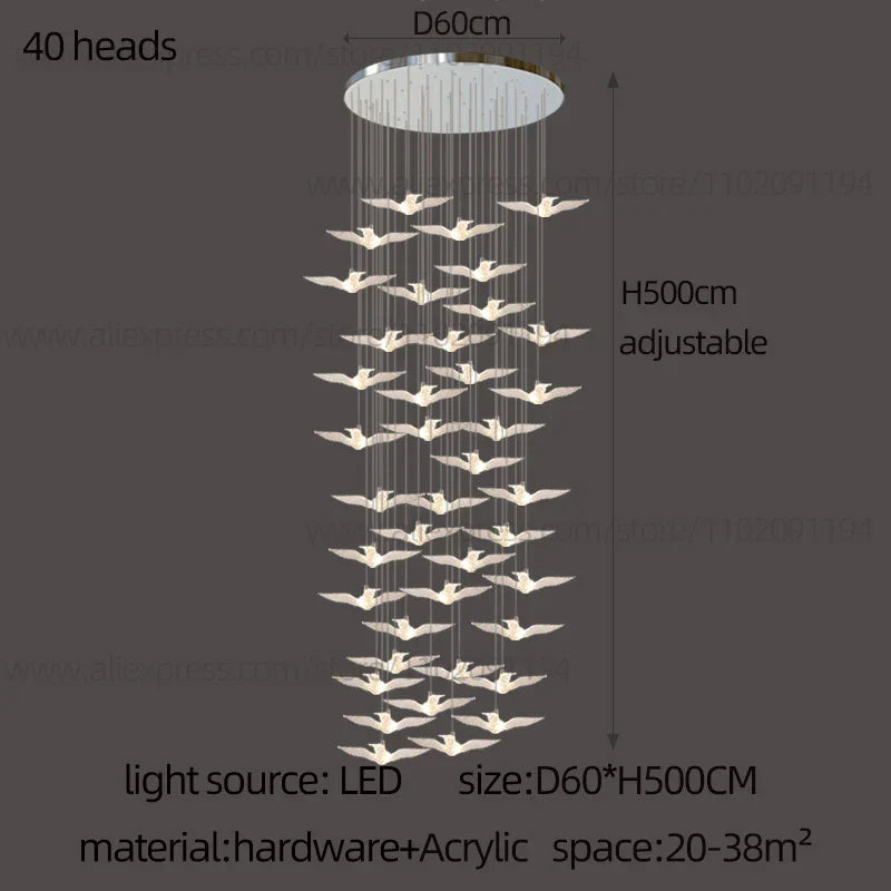 Contemporary LED Bird-Shaped Pendant Lamp - Stylish Illumination for Your Living Space