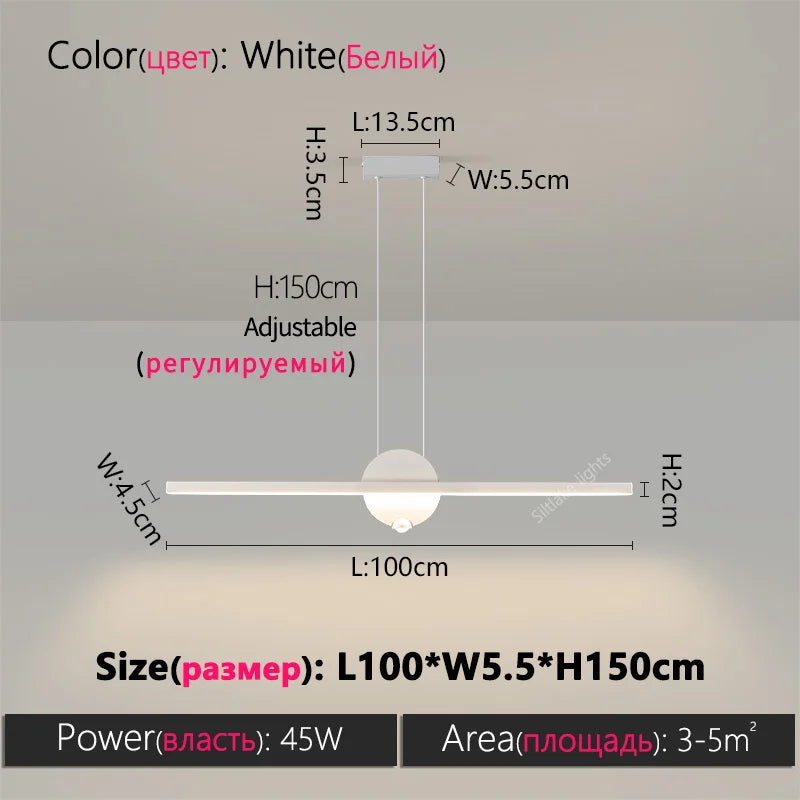 Minimalist Linear Pendant Lights LED Modern Chandelier Dining Room Island Light Restaurant Cafe Bar Office Hanging Lamps Black