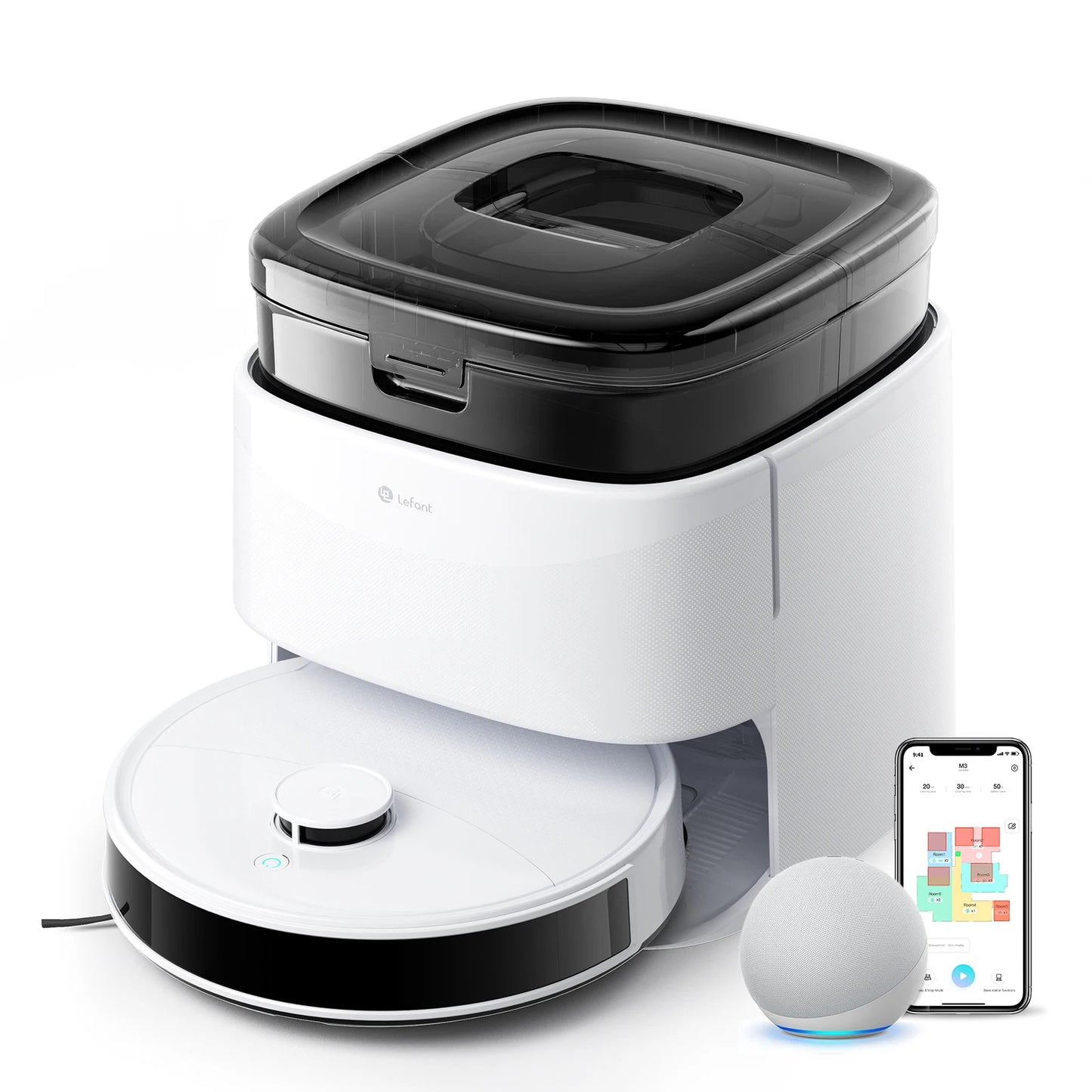 LEFANT Robot Vacuum Cleaner with Mapping, 12000Pa Suction, Emptying Station, Automatic Washing and Drying, DTOF Laser
