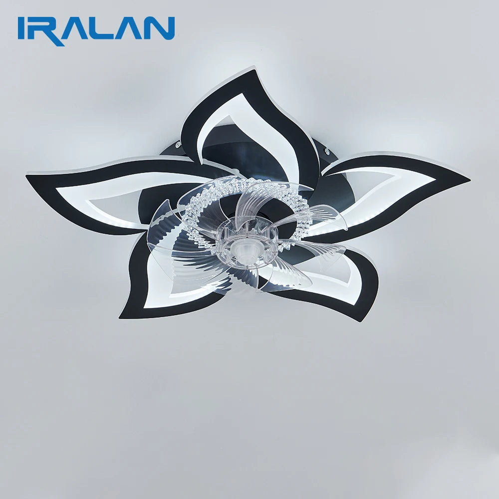 IRALAN Ceiling Fan with Lights,Modern Dimmable Flower Shape, Remote Control/app Control,Timing 6 Gear Speeds Fan Ceiling Lamp