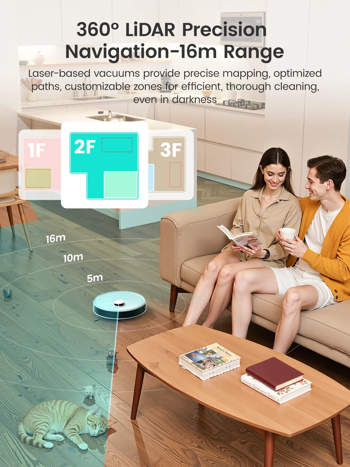 LEFANT Robot Vacuum Cleaner with Mapping, 12000Pa Suction, Emptying Station, Automatic Washing and Drying, DTOF Laser