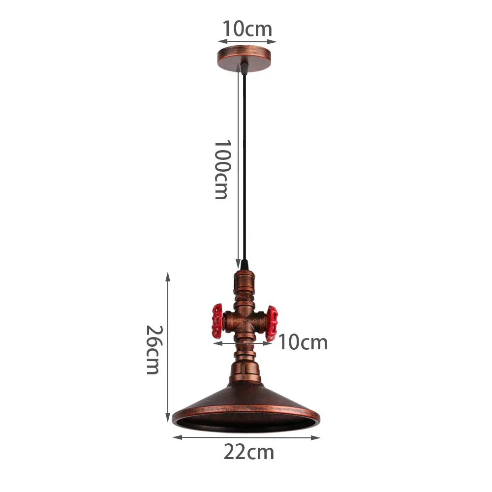 Vintage Industrial Single Head Steampunk Water Pipe Pendant Light Retro Metal Copper Pipe Chandelier Adjustable Hanging Lamp