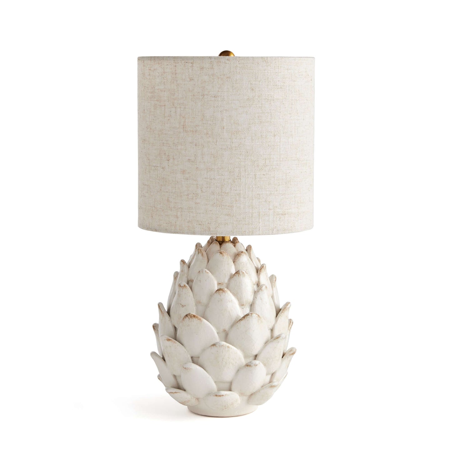 Vintage Artichoke Ceramic Table Lamp with Linen Shade