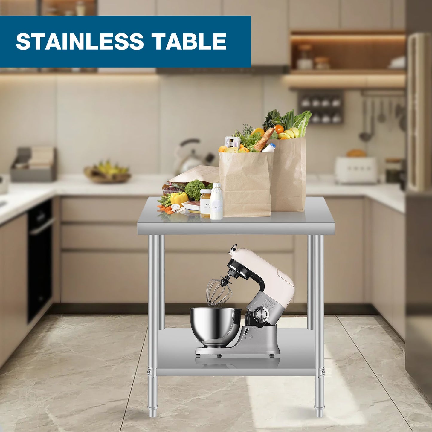 24''*18'' Commercial Work Table for Restaurant and Home Stainless Steel Kitchen Prep Table with Under Shelf