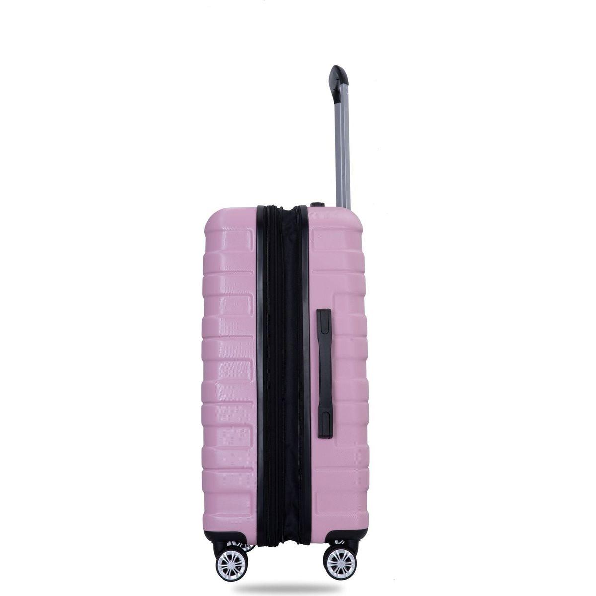 3 Piece Luggage Sets PC Lightweight & Durable Expandable Suitcase with Two Hooks, Double Spinner Wheels, TSA Lock, (21/25/29) Pink