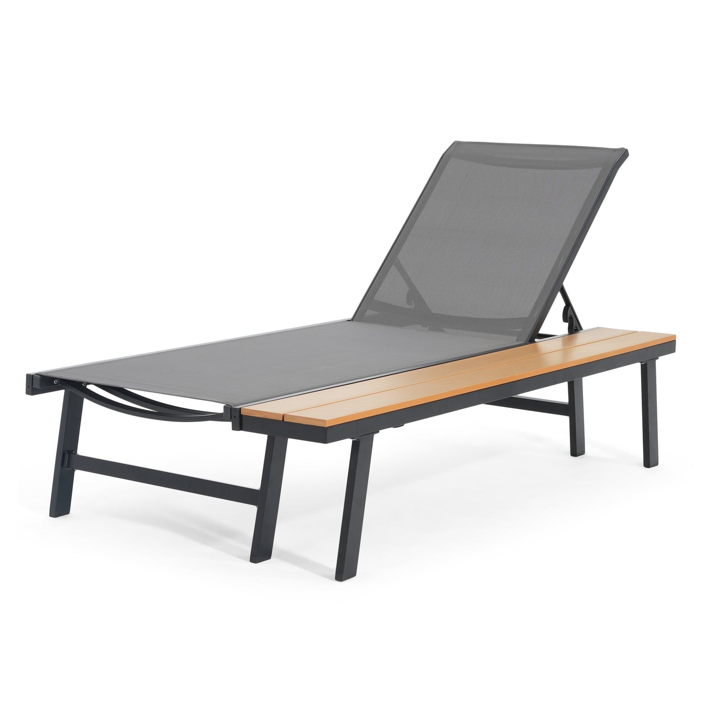 WATERLOO CHAISE LOUNGE WITH ATTACHED WOOD SIDE TABLE, 1PC, (62756.00BLK)
