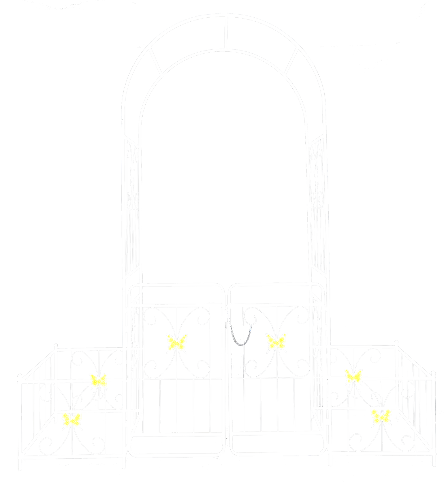 Metal Garden Arch with Gate 79.5'' Wide x 86.6'' High Climbing Plants Support Rose Arch Outdoor Cream White