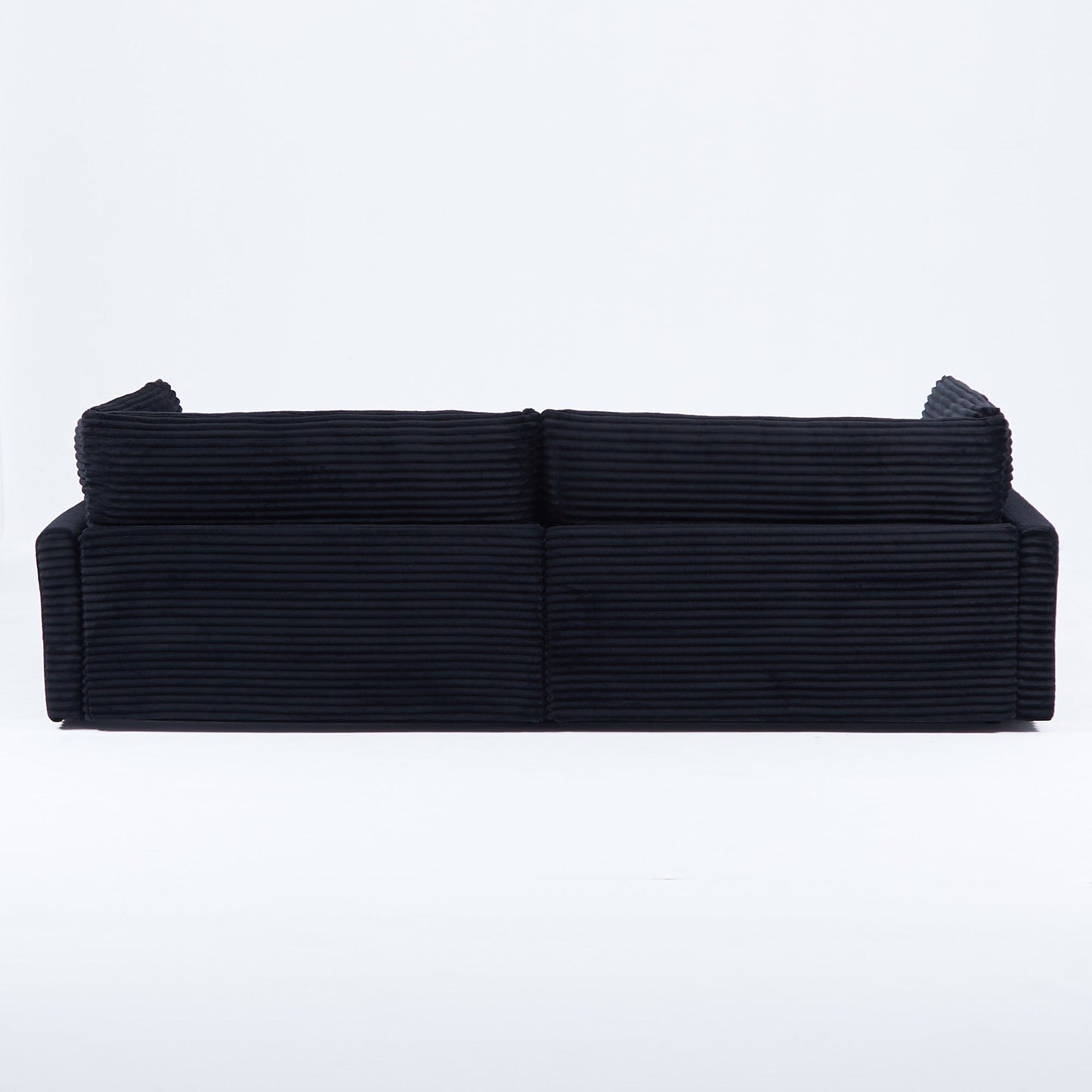 112-inch black corduroy sofa: two throw pillows, four backrests, opening up a new style for the living room's casual area