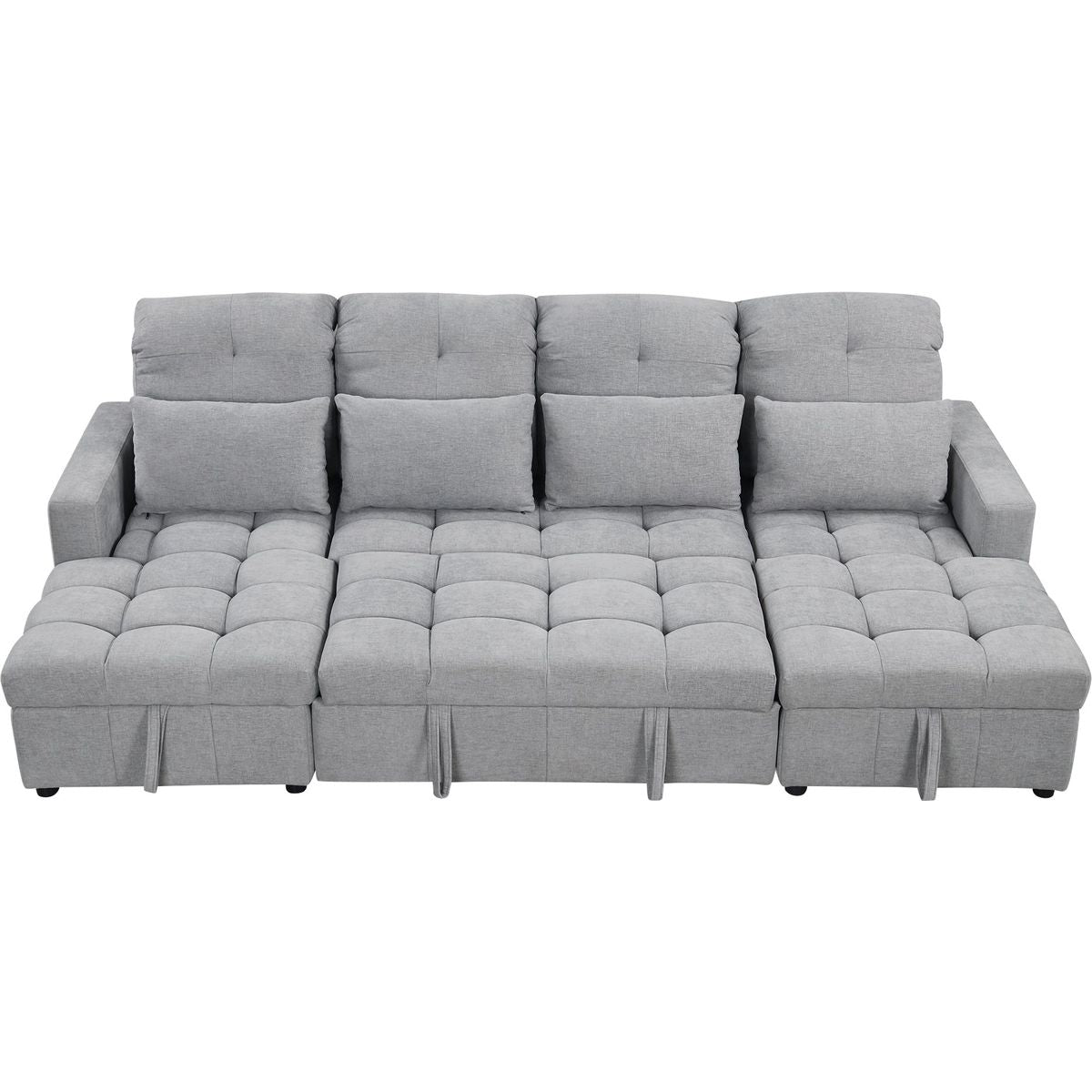 110.2' Oversized U-shaped Sofa Versatile Sectional Sofa Pull-out Sofa Bed with Double Storage Chaise Lounges and Two USB Ports for Living Room,Gray
