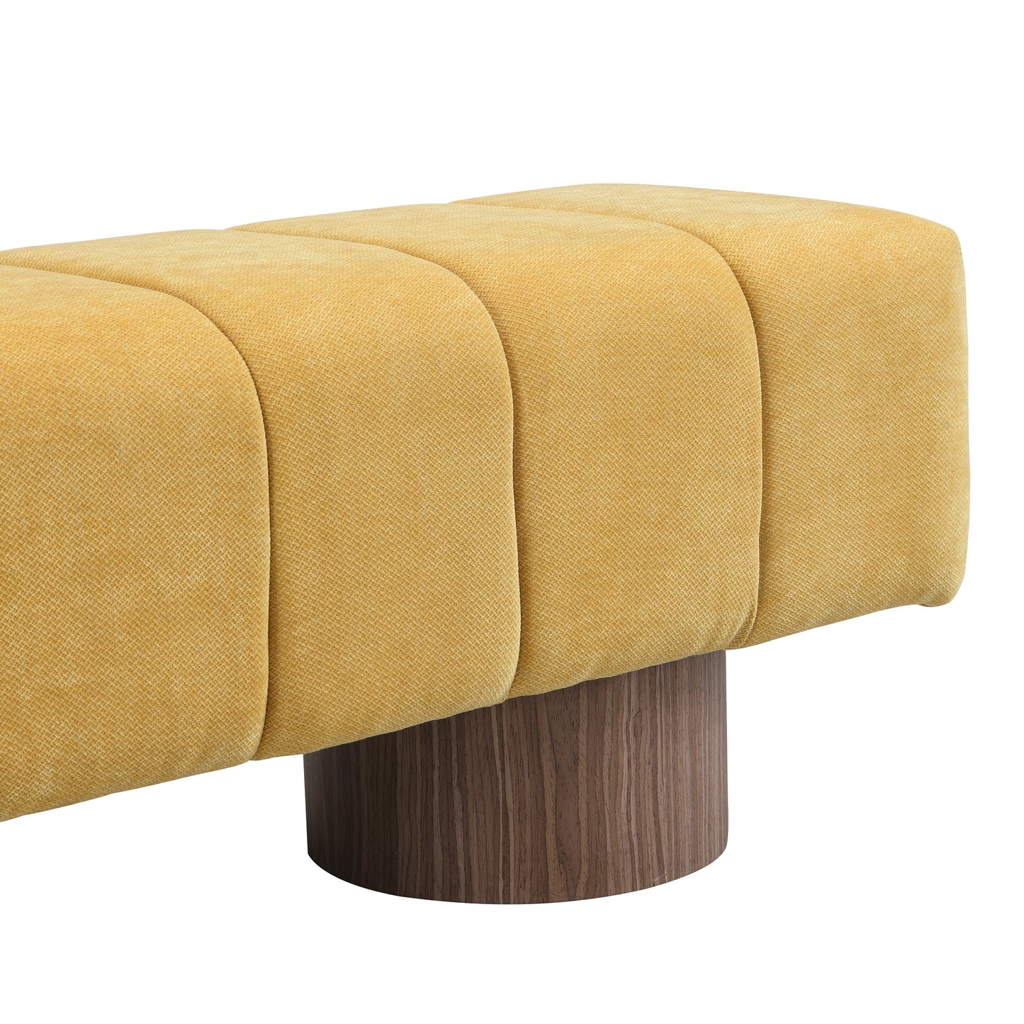 Upholstered Dining Bench, No-Assembly Entryway Bench Ottoman, Yellow Chenille Fabric, 50' Length