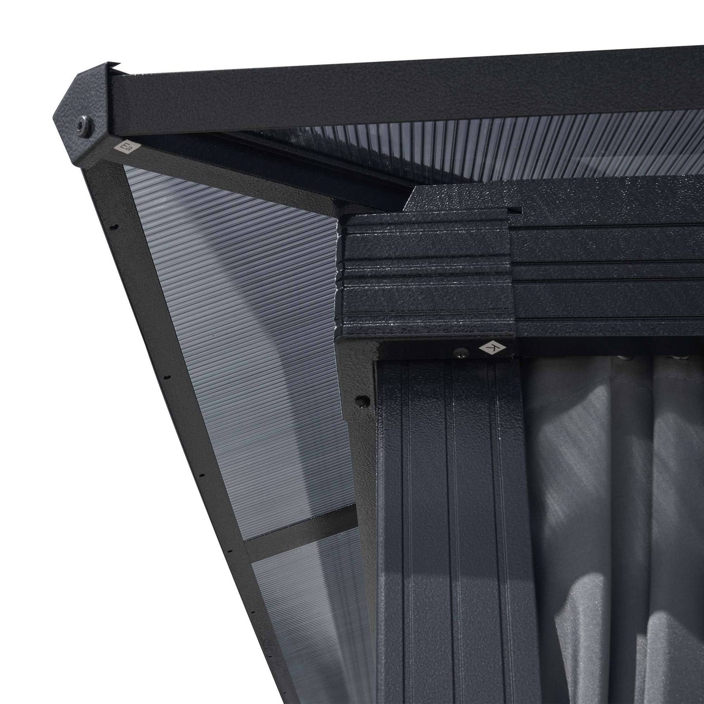 12x16FT Hardtop Gazebo Double Roof Canopy Outdoor with Netting and Curtains, Aluminum Frame Polycarbonate Roof Garden Tent for Patio, Backyard, Deck, and Lawn