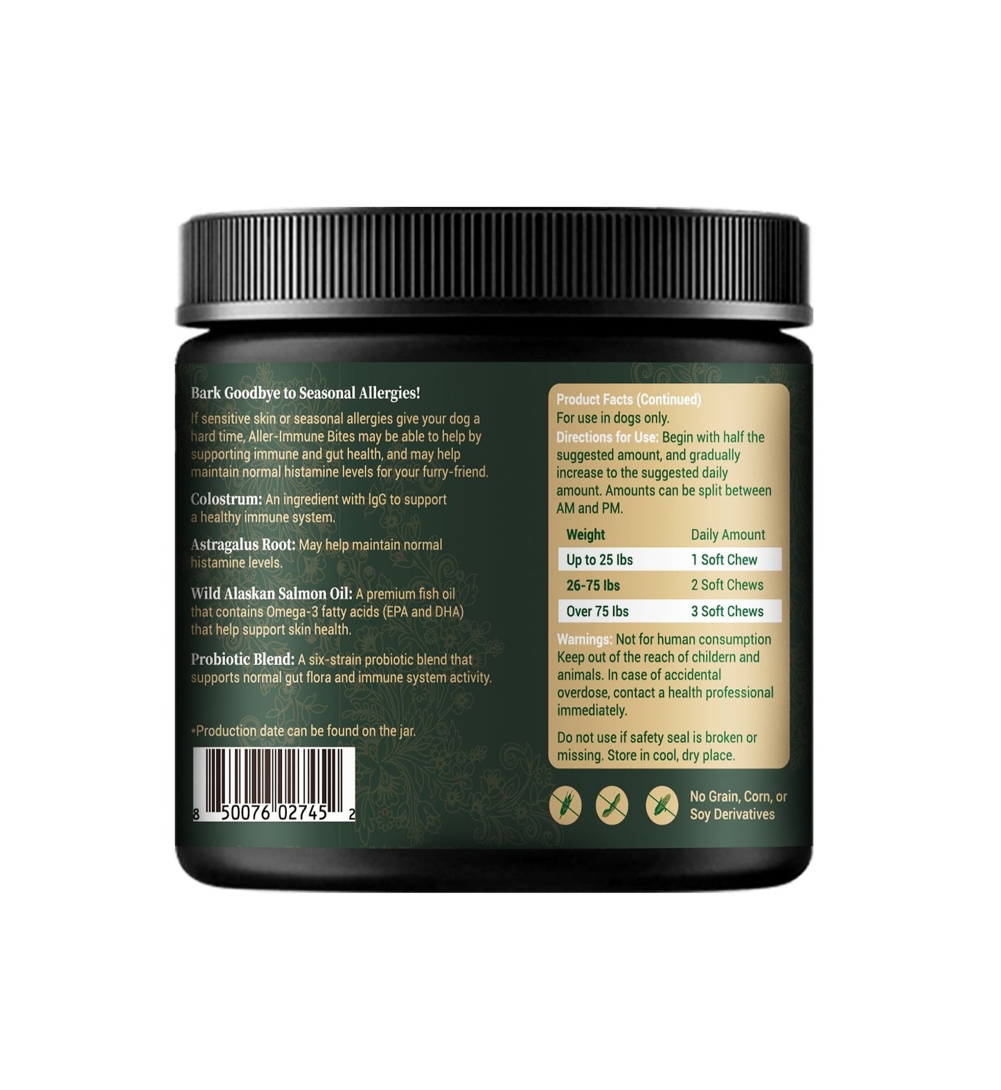 Allergy & Immune Bites for Dogs β Colostrum, Probiotics & Omega-3 β Seasonal Allergy & Itchy Skin Relief β Peanut Butter Flavor