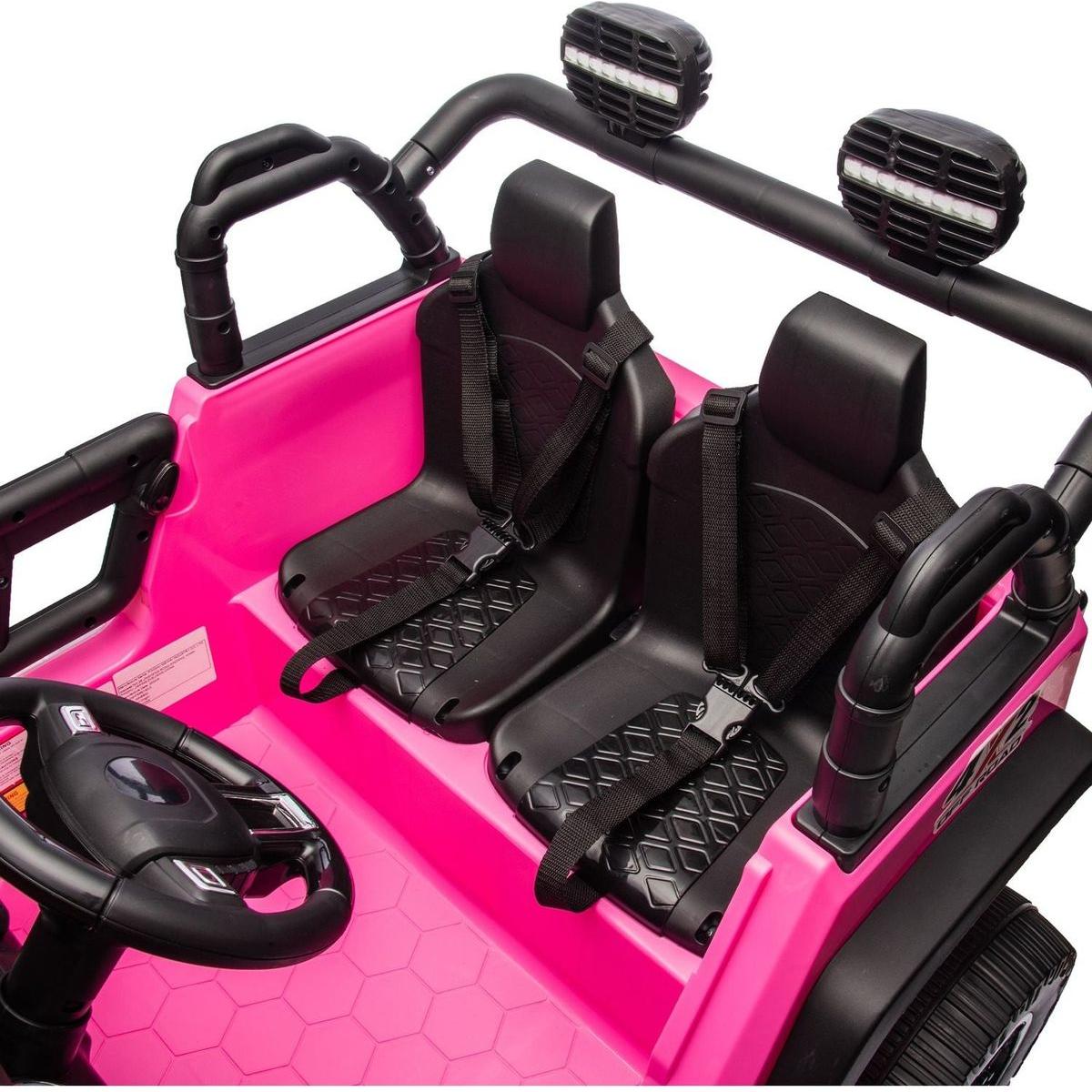 24V Two-Seater Kids Ride On Truck Car W/Parents Control,200wx2,Seat width 20.28in,Four-wheel Suspension,LED Lights,Music,MP3,Bluetooth,Two independent seat belts,Suitable for off-road For Kids Aged 3+