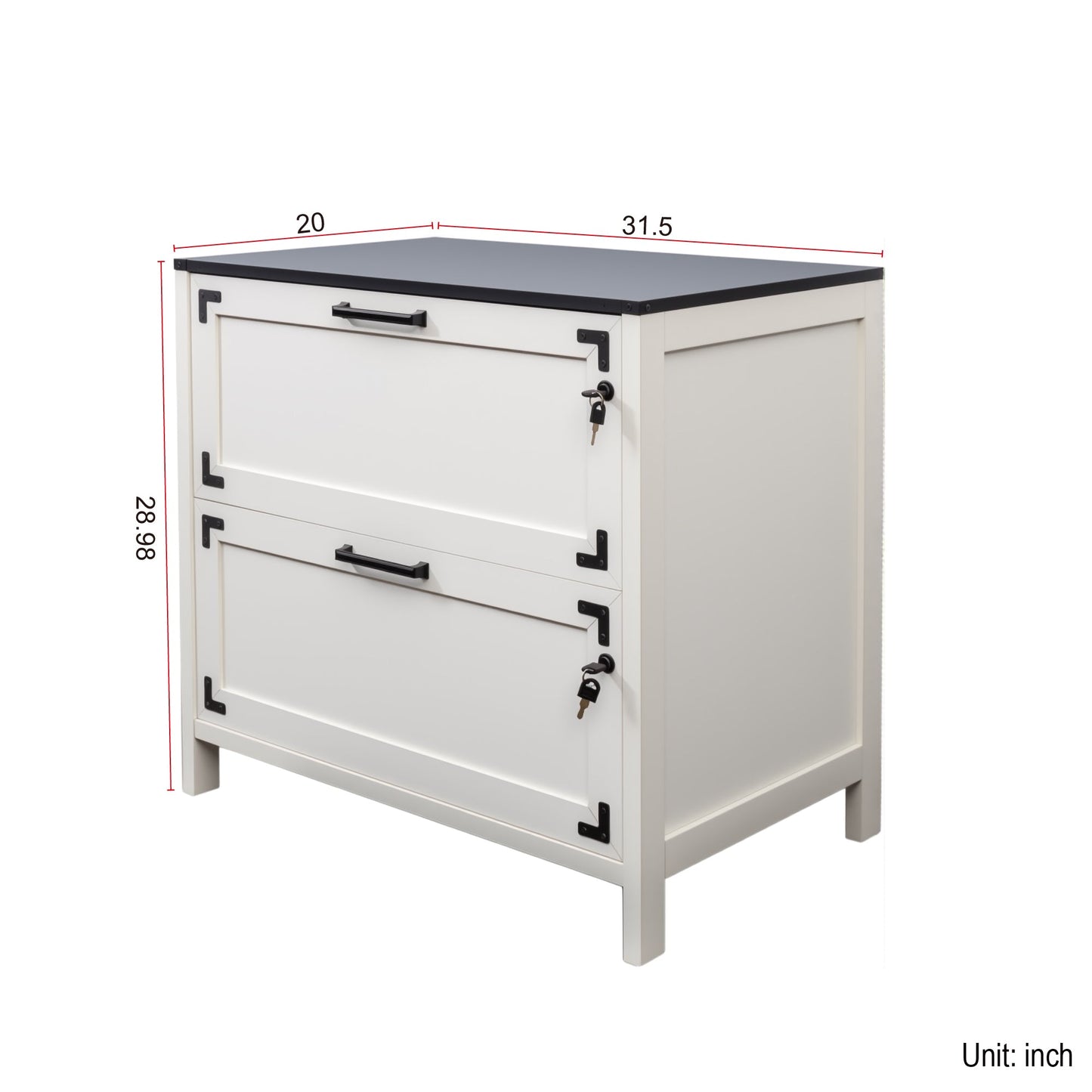 2 Drawer Farmhouse File Cabinet,Filing Cabinet with Lock for Home Office