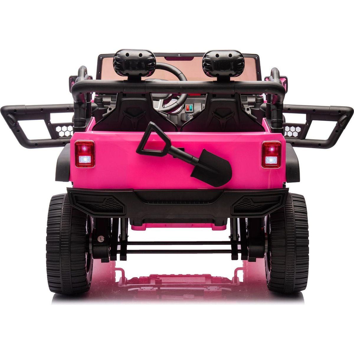 24V Two-Seater Kids Ride On Truck Car W/Parents Control,200wx2,Seat width 20.28in,Four-wheel Suspension,LED Lights,Music,MP3,Bluetooth,Two independent seat belts,Suitable for off-road For Kids Aged 3+