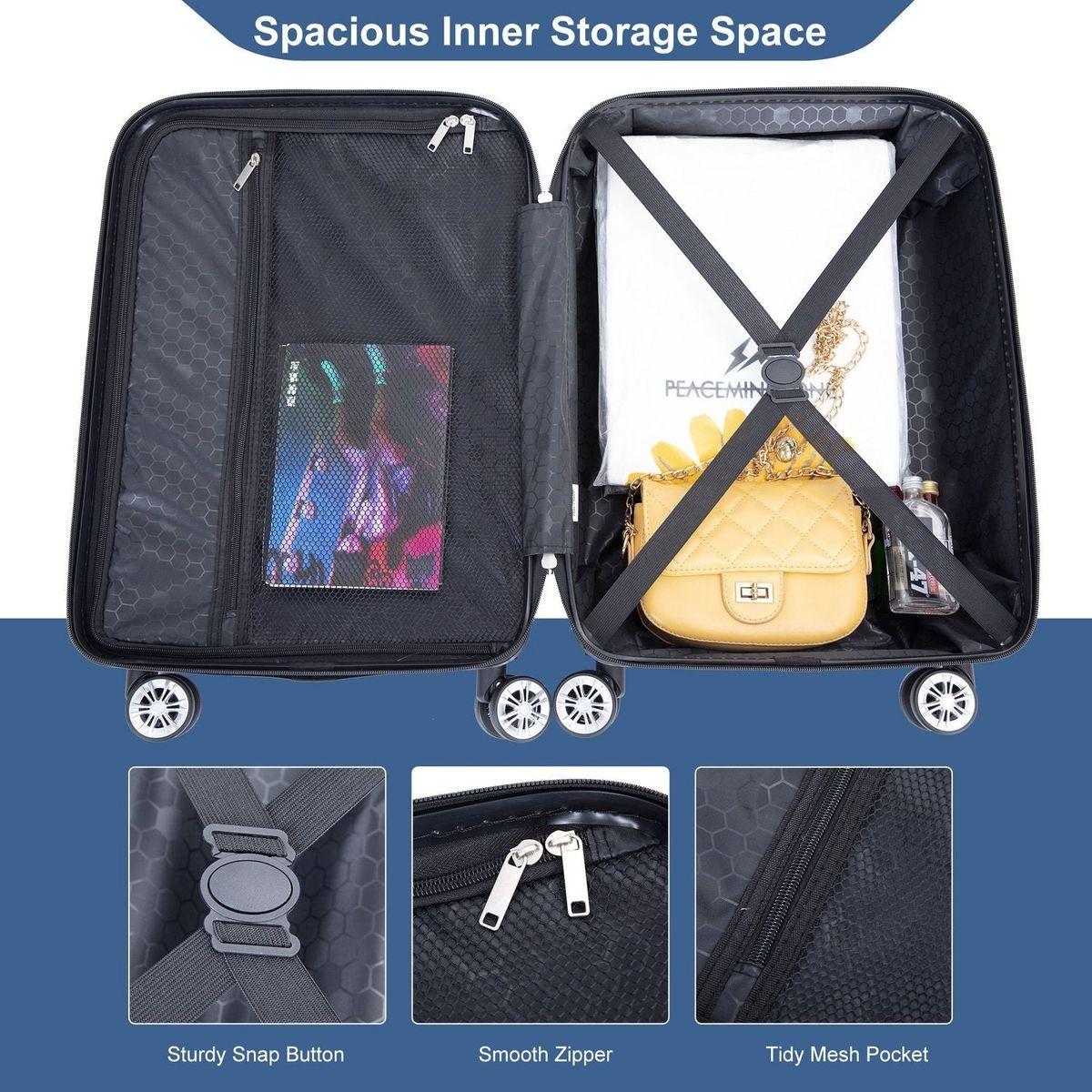 2Piece Luggage Sets ABS Lightweight Suitcase, Spinner Wheels, (20/14) BLUE