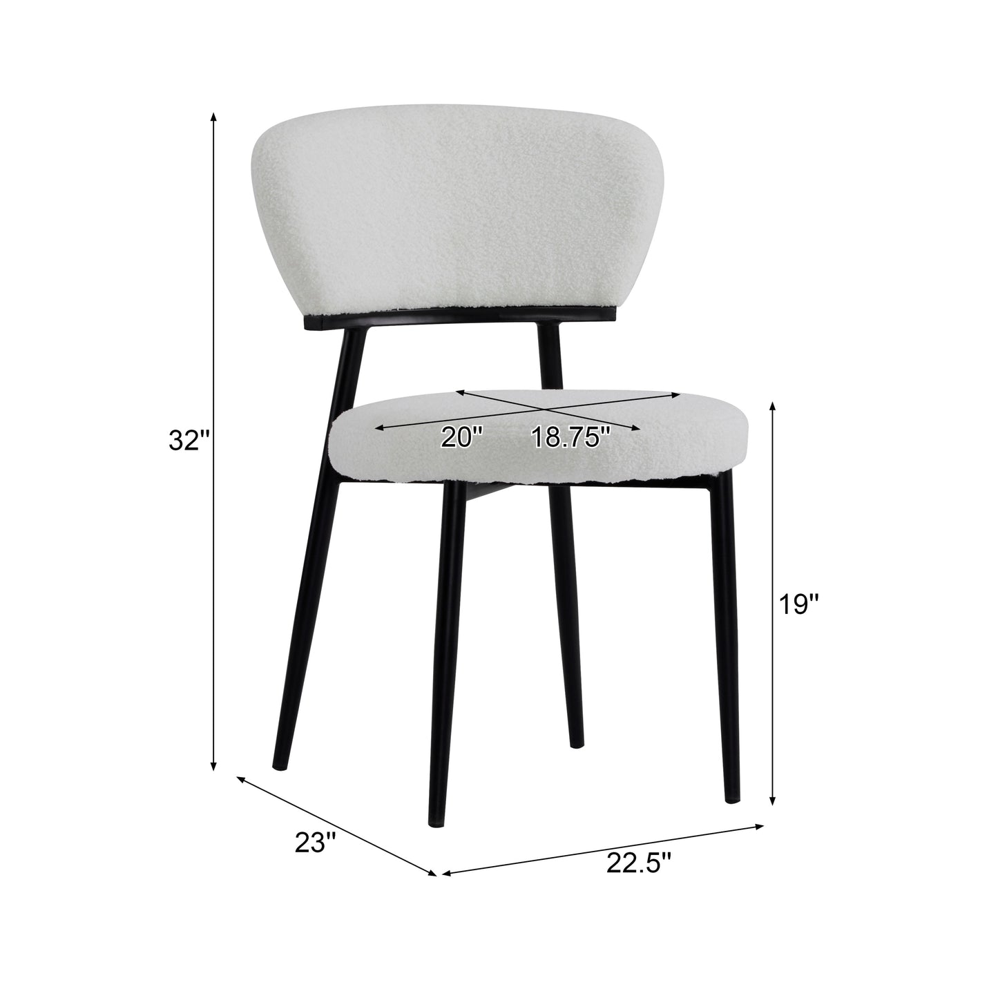 Upholstered Dinning Chair Set of 2-White